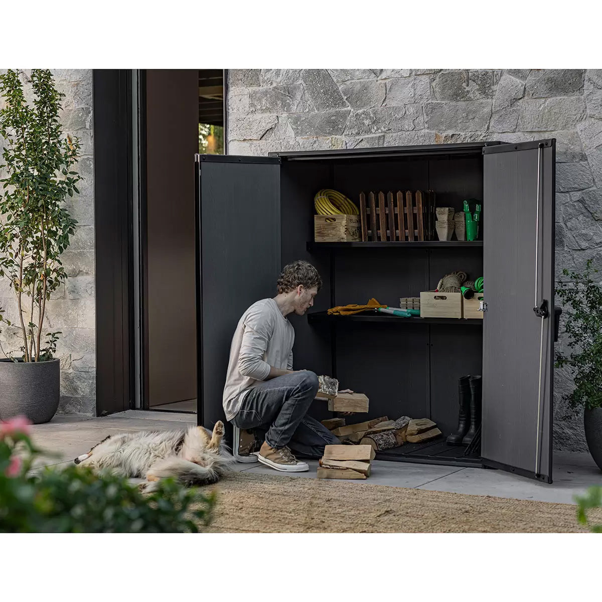 Keter Signature Vertical Shed - Ashwood Look