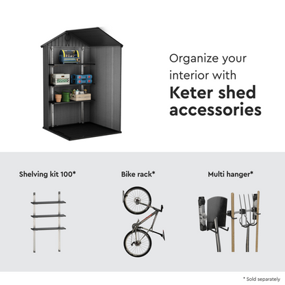 Keter Darwin 4x4 Garden Shed - Grey (1.2 x 1.2m)