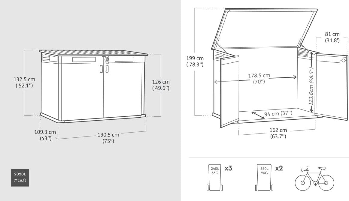 Keter Signature Horizontal Shed - Stormgrey Look