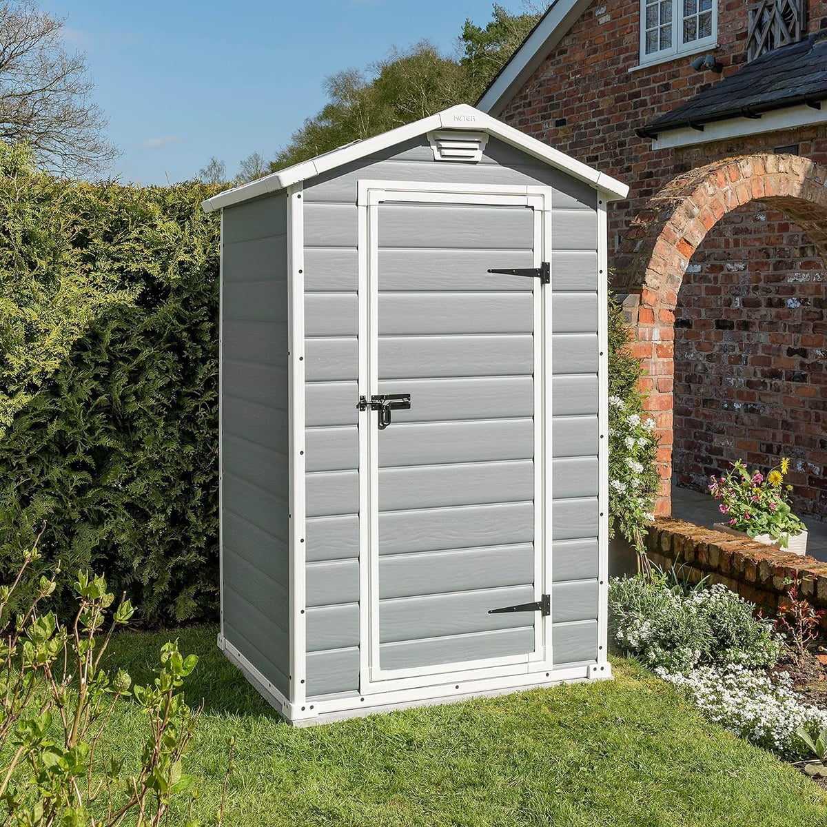 Keter Manor 4x3 Garden Shed - Grey (1.2 x 1m)