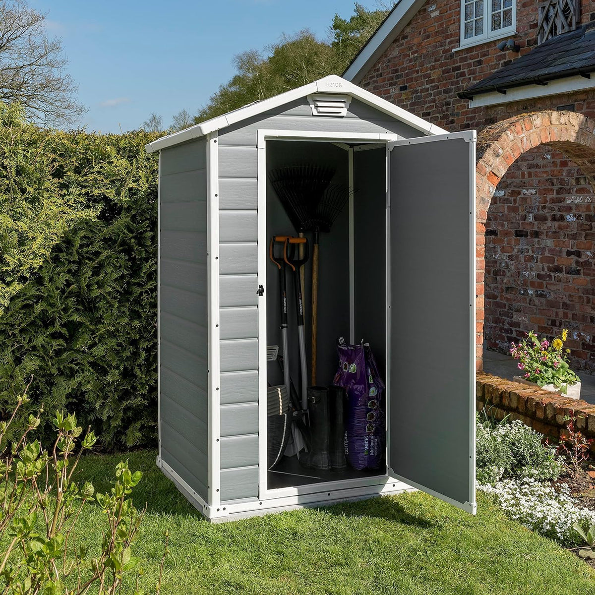 Keter Manor 4x3 Garden Shed - Grey (1.2 x 1m)