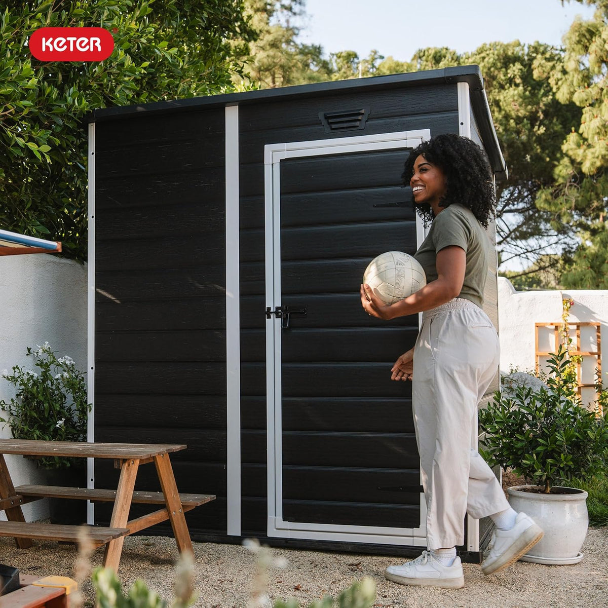 Manor Pent Essential 6x4 Garden Shed - Dark Grey (1.8 x 1.1m)