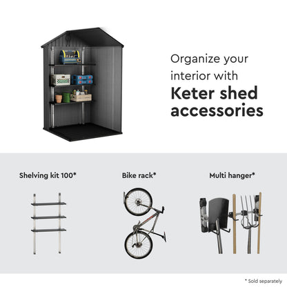 Keter Darwin 4x4 Garden Shed - Wood Green (1.3 x 1.2m)