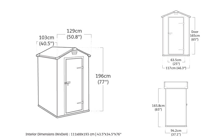 Keter Manor 4x3 Garden Shed - Grey (1.2 x 1m)