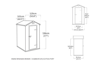 Keter Manor 4x3 Garden Shed - Grey (1.2 x 1m)