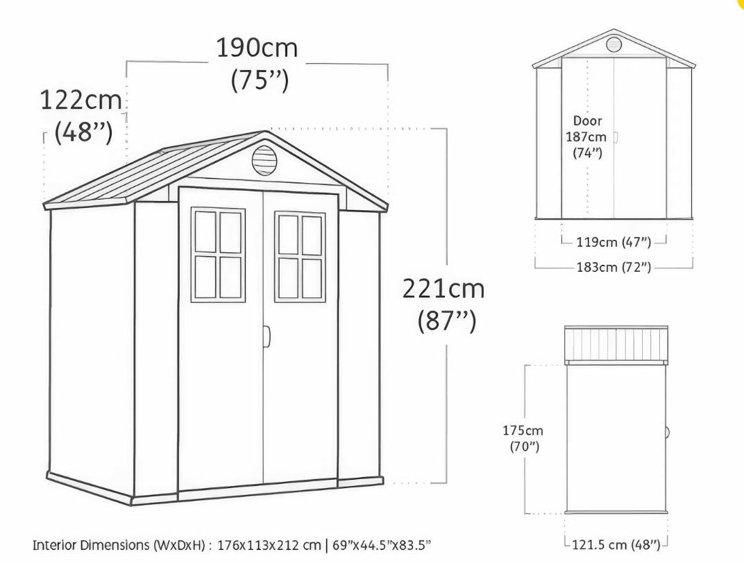 Keter Darwin 6x4 Garden Shed - Grey (1.9 x 1.2m)