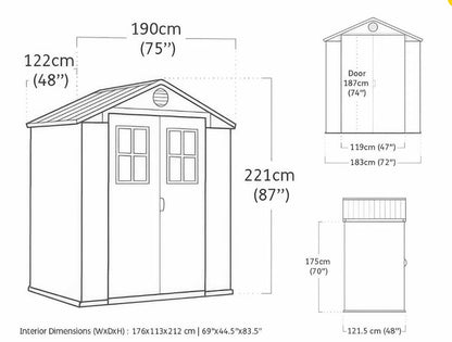 Keter Darwin 6x4 Garden Shed - Grey (1.9 x 1.2m)