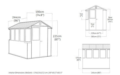 Keter Potting 6x8 Shed - Dark Grey (1.9 x  2.4m)