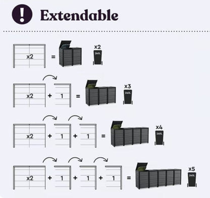 Keter Hideaway - 3 Bin (Grey)