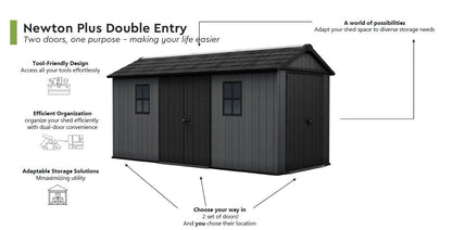 Keter Newton Plus Double Door Shed 7.5x15 (2.3 x 4.6m)